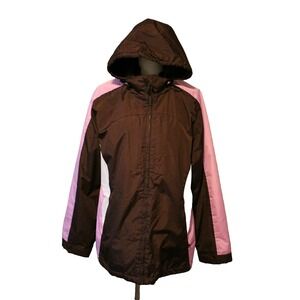 SJB Active Women‎ L Winter Jacket Hooded Brown Pink